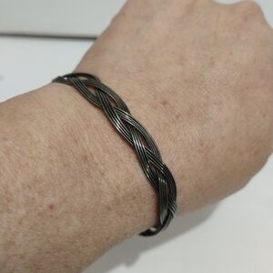 Boho Woven-Style Adjustable Cuff Bracelet | Gunmetal | 7.3" (new)